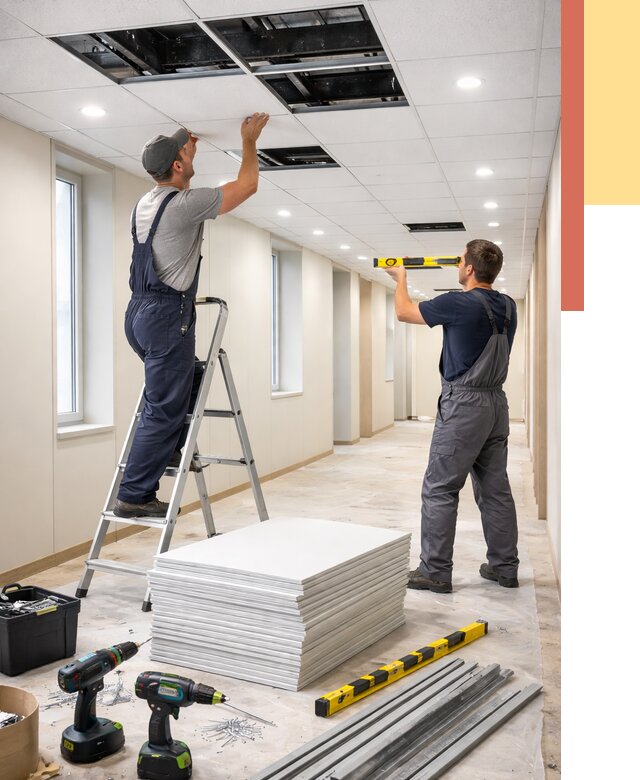 Ремонт потолка Армстронг в Одинцово от 4660 руб. — быстро и недорого | ОТДЕЛОЧНИК-Днц