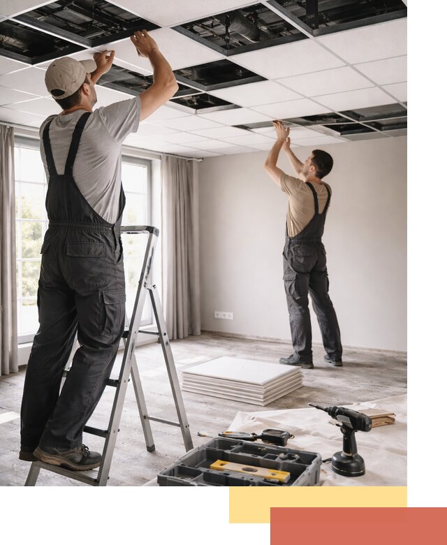 Замена плит подвесного потолка в Одинцово быстро и качественно