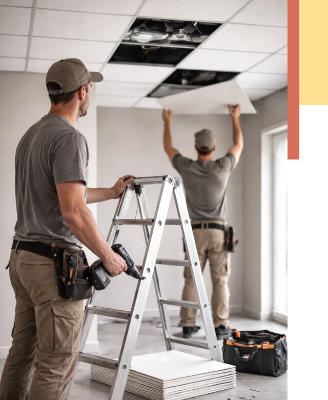 Обслуживание подвесного потолка в Одинцово от 3625 руб. — быстро и недорого | ОТДЕЛОЧНИК-Днц