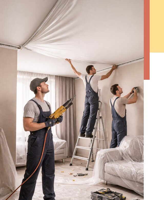 Установка натяжного потолка в Одинцово от 4660 руб. | Быстро и недорого — ОТДЕЛОЧНИК-Днц