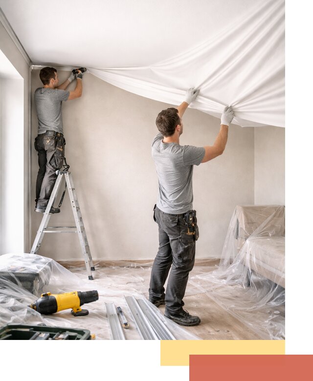 Монтаж тканевого натяжного потолка в Одинцово недорого и быстро