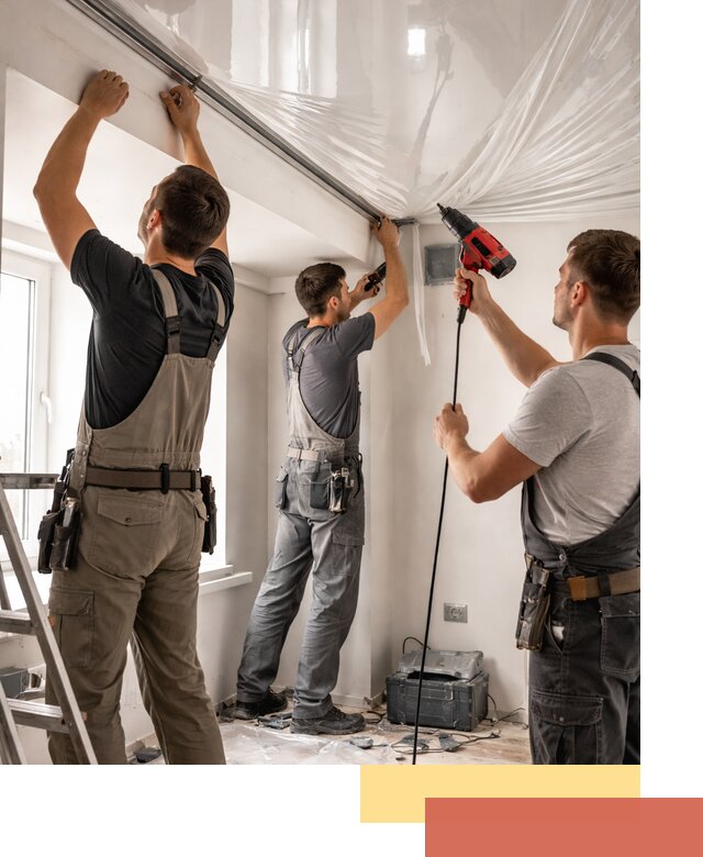 Монтаж глянцевого натяжного потолка в Одинцово быстро и качественно