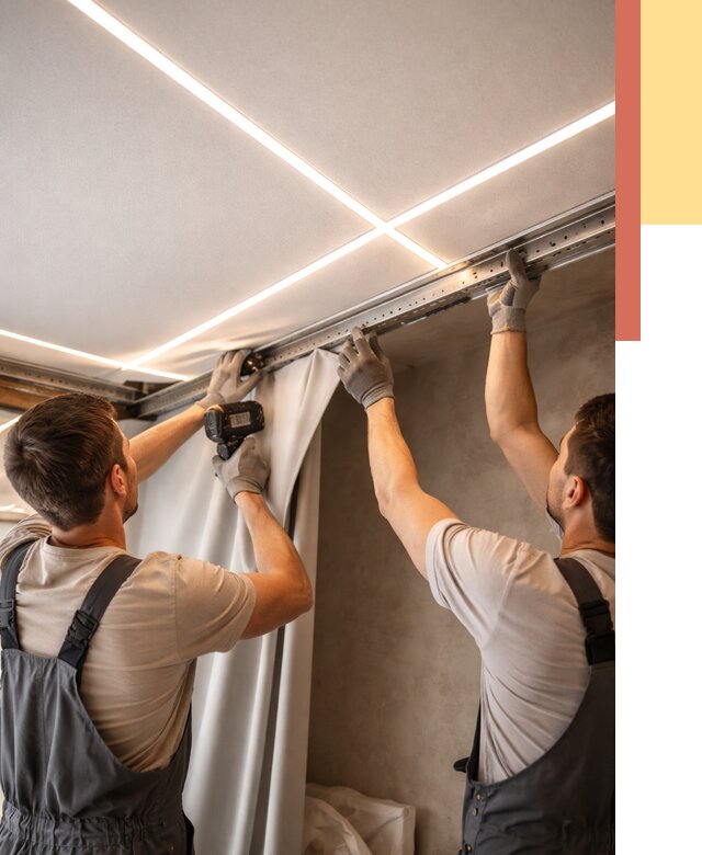 Монтаж натяжного потолка со световыми линиями в Одинцово от 1243 руб. | ОТДЕЛОЧНИК-Днц