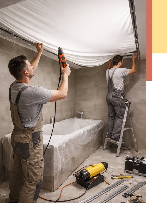 Монтаж натяжного потолка в ванной в Одинцово от 1243 руб. под ключ | ОТДЕЛОЧНИК-Днц