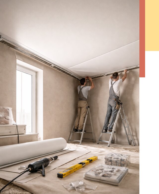 Монтаж натяжного потолка в спальне в Одинцово от 3935 руб. под ключ | ОТДЕЛОЧНИК-Днц