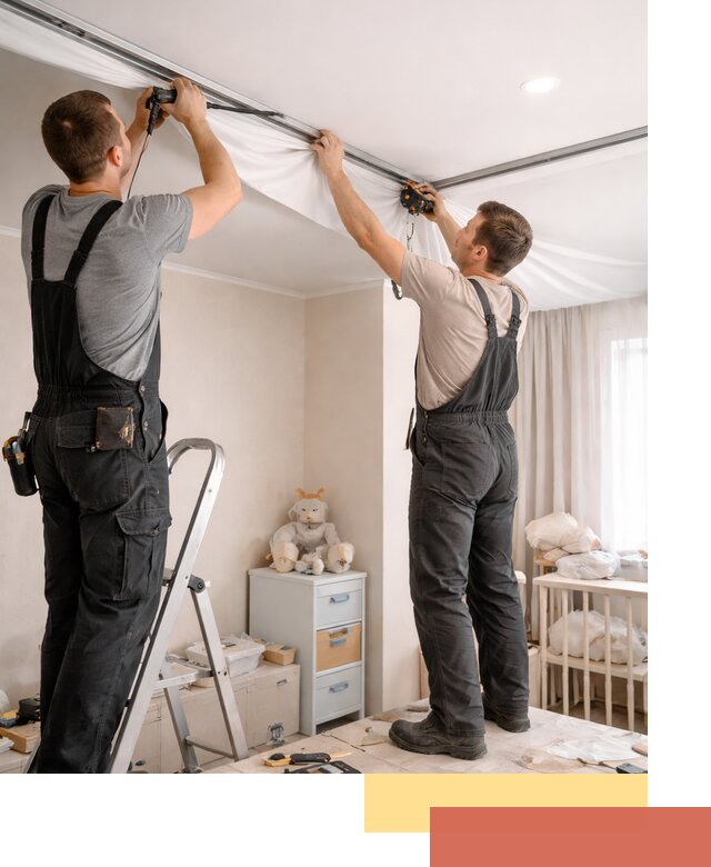 Монтаж натяжного потолка в детской комнате в Одинцово