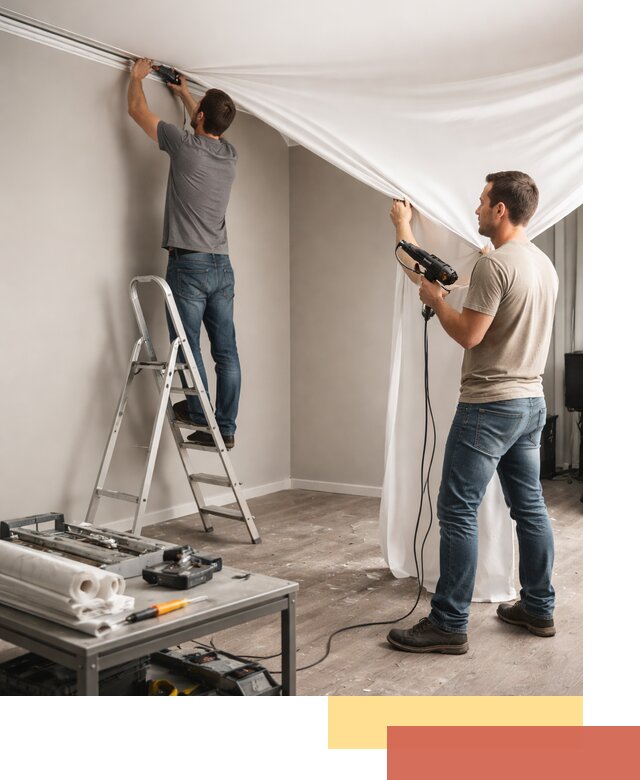 Монтаж натяжного потолка в студии в Одинцово