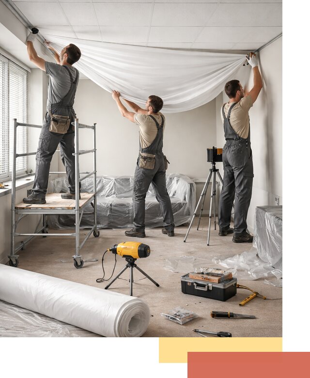 Монтаж натяжного потолка в офисе в Одинцово