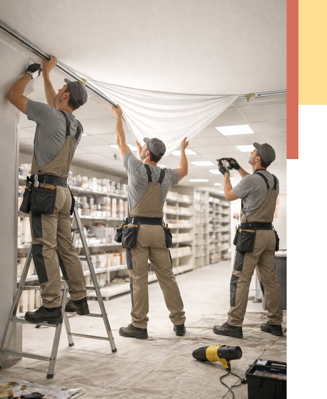 Монтаж натяжного потолка в магазине в Одинцово от 4660 руб. быстро и недорого | ОТДЕЛОЧНИК-Днц