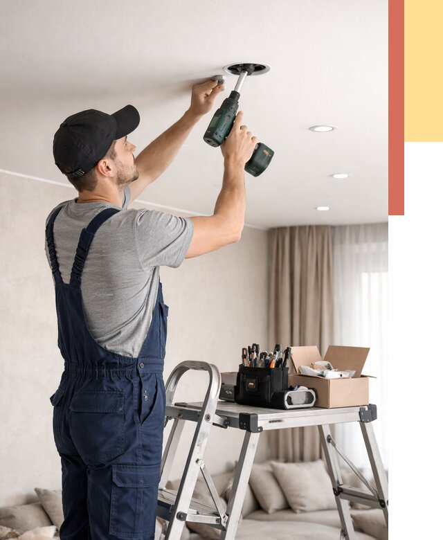 Установка и монтаж точечных светильников в натяжной потолок в Одинцово от 1864 руб. | ОТДЕЛОЧНИК-Днц