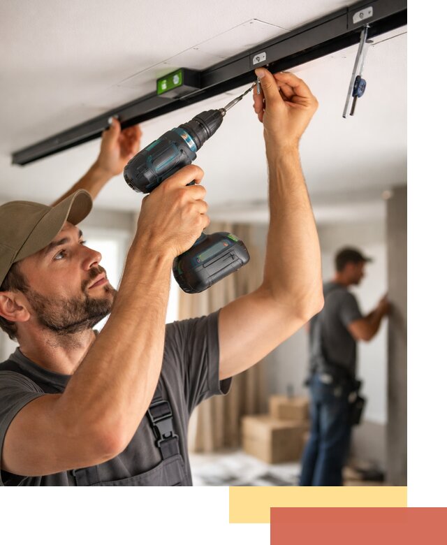 Установка трековых светильников в натяжной потолок в Одинцово