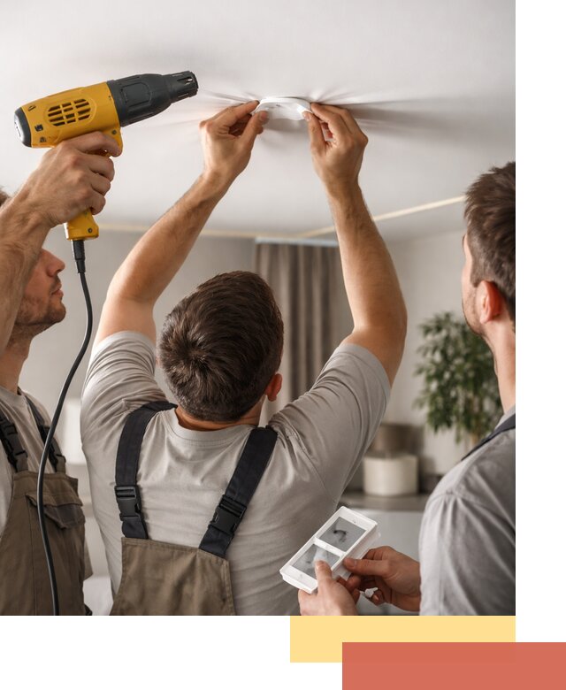 Ремонт прокола полотна натяжного потолка в Одинцово