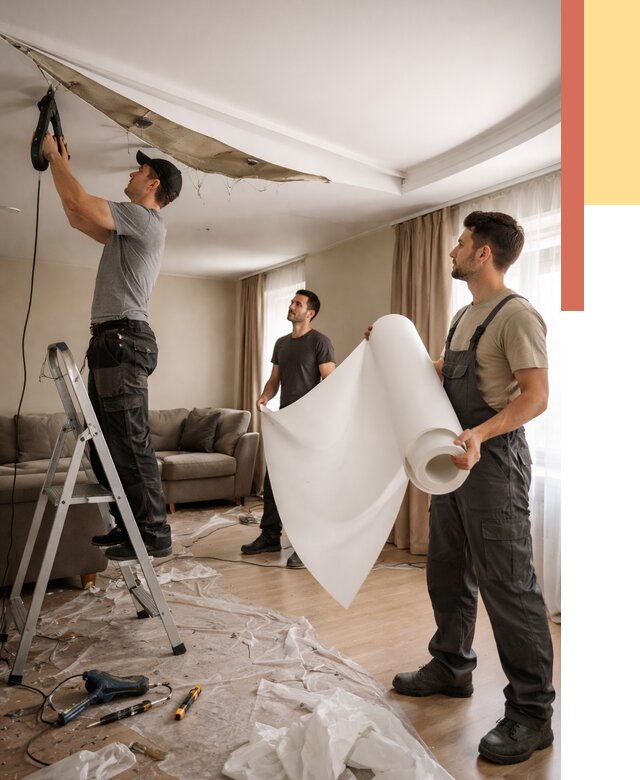 Замена полотна натяжного потолка в Одинцово от 9838 руб. быстро и недорого | ОТДЕЛОЧНИК-Днц