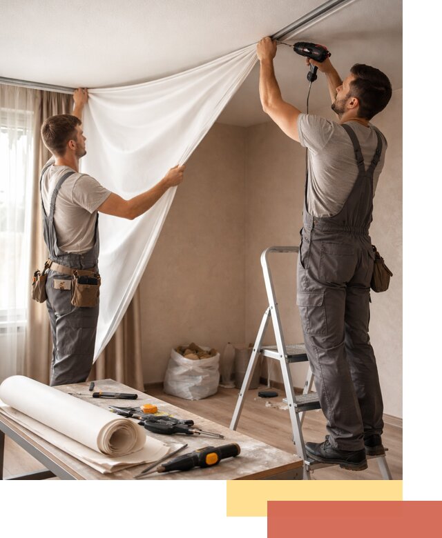 Замена полотна натяжного потолка в Одинцово быстро и качественно