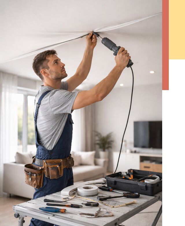 Ремонт натяжных потолков в Одинцово от 9838 руб. под ключ — ОТДЕЛОЧНИК-Днц