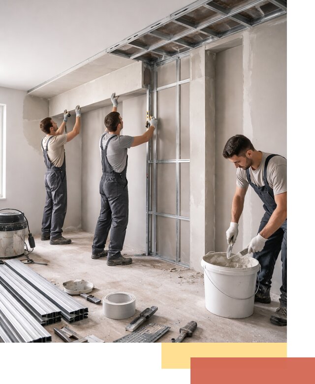 Монтаж потолка из гипсокартона с нишей в Одинцово