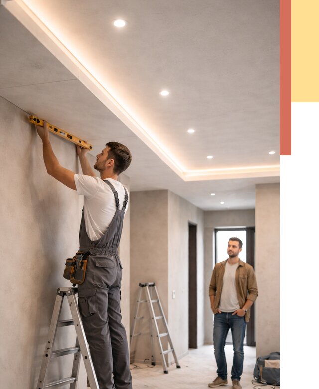 Потолок из гипсокартона с подсветкой в Одинцово от 777 руб./м2 под ключ | ОТДЕЛОЧНИК-Днц