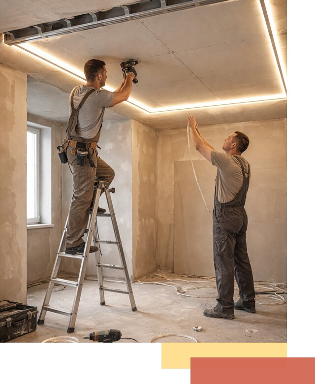 Потолок из гипсокартона с подсветкой в Одинцово