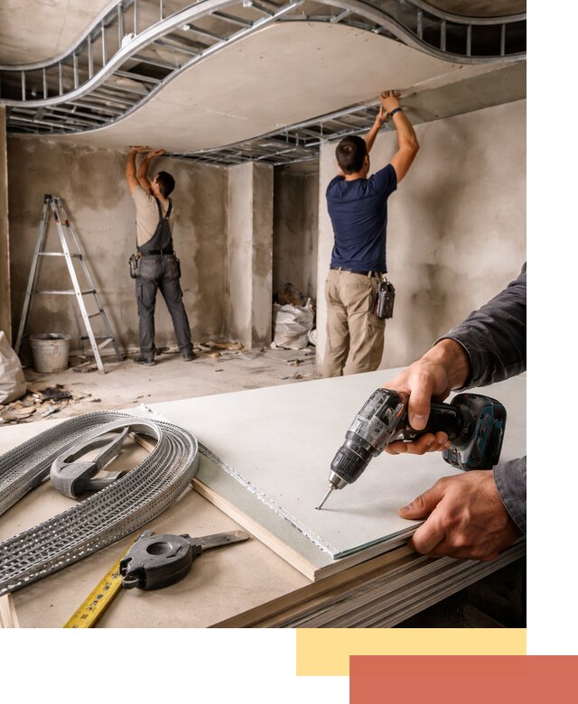 Криволинейный потолок из гипсокартона в Одинцово — монтаж и отделка