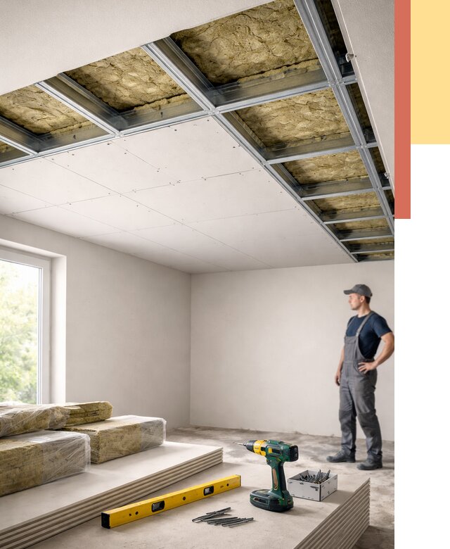 Звукоизоляция потолка ГКЛ в Одинцово от 984 руб. — монтаж под ключ | ОТДЕЛОЧНИК-Днц