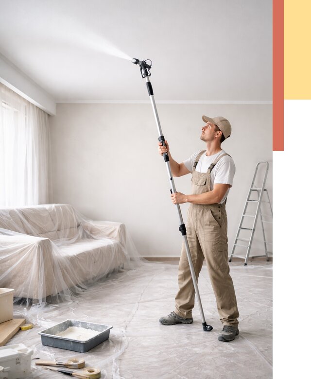 Покраска потолка краскопультом в Одинцово от 4660 руб. быстро и недорого | ОТДЕЛОЧНИК-Днц