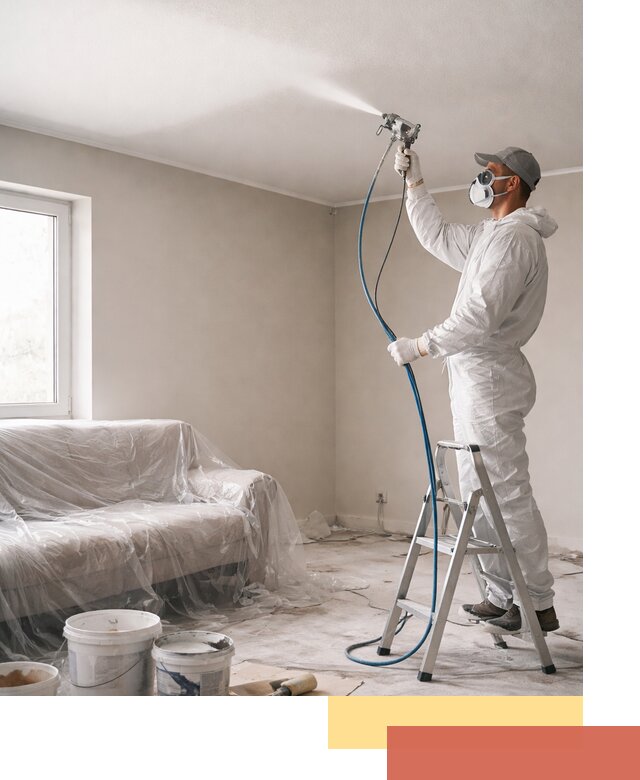 Покраска потолка краскопультом в Одинцово быстро и качественно